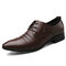 Men Classic Pure Color Pointed Toe Lace Up Business Formal Shoes - Brown