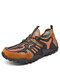 Men Outdoor Mesh Splicing Lace Up Hiking Water Shoes - Brown