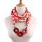 Bohemian Printed Slub Cotton Multi-layer Necklace Handmade Beaded Chain Women Scarf Shawl Necklace - Red