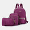 Women 3Pcs Waterproof Large Capacity Travel Shoulder Bag Backpack - Purple
