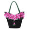 Brenice Leather Flower Decoration Bucket Bag National Style Sling Bag For Women - Black