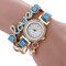 Fashion Quartz Wristwatch Gold Alloy Rhinestone Love Two Layer Small Bell Watches for Women - Blue