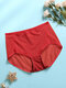 Multi Color Women Mesh See Through Breathable Cozy High Waist Panties - Red