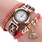 Fashion Quartz Wristwatch Multilayer Leather Strap Elephant Pendant Bracelet Watch for Women - Red