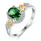 Fashion Finger Rings Double Heart Colorful Micro Zircon Rings Jewelry Hand Accessories for Women - Green