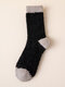 5 Pairs Men Blended Coral Fleece Thickened Color-match Simple Breathable Warmth Socks - Black