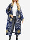 Chic Solar System Print Maxi abrigo de manga larga con cuello vuelto - Amarillo
