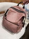 Women Vintage Faux Leather Large Capacity Backpack Travel Bag - Pink