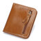 RFID Antimagnetic Thin Genuine Leather Purse Card Holder Coin Bags Short Wallet - Brown