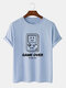 Mens Game Console Letter Print Casual Cotton Short Sleeve T-Shirts - Blue