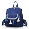 Women Oxford Waterproof Large Capacity Tassel Backpack - Blue