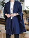 Mens Solid Open Front Loose Hooded Kimono - Navy