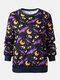 Plus Size Funny Cartoon Halloween Print O-neck Sweatshirt - Black