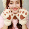 Cat Claw Gloves Half-finger Warm Plush Gloves - Beige