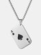 Trendy Hip-hop Poke Playing Card Stainless Steel Alloy Necklace Pandent - Silver