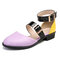 Large Size Color Splicing Buckle Stylish Casual Flat Shoes - Pink