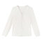 V-neck Lace loose long sleeve shirt - White