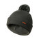 Womens Winter Solid Color Wool Knitted Fur Ball Beanie Cap Earmuffs Warm Outdoor Casual Hats - Dark Grey