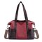 Canvas Large Capacity Tote Handbag Shoulder Bag For Women - Wine Red