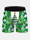 Mens Christmas Cartoon Print Breathable Cozy Waistband Boxer Briefs - Green1