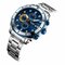 Business Sports Men Watch Stainless Steel Band Small Three-Hand Dial Chronograph Quartz Watch - Blue