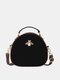 Women Faux Leather Vintage Pearl Design Waterproof Large Capacity Handbag Shoulder Bag Crossbody Bags - Black