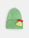 Unisex Polyester Cotton Knitted Solid Color Christmas Element Cartoon Decoration All-match Warmth Brimless Beanie Hat - Green