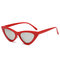 Women Retro Cat Eye Sunglasses Outdoor Anti UV Eyeglasses Thin Face HD View Sunglasses - Red Silver