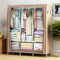 Large Canvas Fabric Wardrobe With Hanging Rail Clothes Shelves Storage Cupboard - Coffee