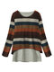 Fake Two Pieces Multicolor Striped Button Long Sleeve Blouse - Orange