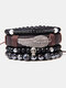 Vintage Bohemia Natural Stone Combination Set Round Bead Men Bracelet - #22