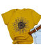 Chrysanthemum Print Short Sleeve Crew Neck T-shirt For Women - Yellow