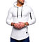 Mens Breathable Solid Color Irregular Hem O-neck Long Sleeve Slim Casual Hooded T Shirts - White