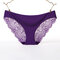 Plus Size Lace Seamless Ice Silk Low Rise Hip Lifting Panties - Purple