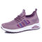 Women Mesh Breathable Sneakers Pattern Lace Up Casual Shoes - Purple