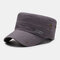 Men's Fashion Embroidered Cotton Flat Hat Outdoor All-Match Solid Color Military Cap - Gray