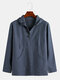 Mens National Style Plain Long Sleeve Buttons Loose Thin Casual Hoodies - Grey