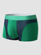 Men Cotton Colorblock Mesh Spliced Breathable U Convex Antibacterial Boxers Briefs - Green