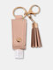 Women Faux Leather Casual Tassel Portable Disinfectant Keychain Pendant Bag Accessory - Pink