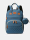 حقيبة نسائية من القماش Nylon غير رسمية متعددة الوظائف للأم ، سرير محمول قابل للطي مع حقيبة ظهر بحقيبة عملات معدنية - أزرق