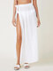 Women Knotted Thin Solid Color Skirt Sun Protection Cover Up - White