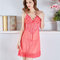 Perspective Sexy Pajamas Lace Straps Nightdress - Rose Red