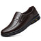 Men Casual Round Toe Wearable Business Casual Leather Loafers - Brown