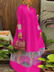 Vestido maxi feminino em malha patchwork com decote redondo manga comprida - Rosa