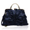 Rose Flower Women Handbag Cosmetic Bag - Black
