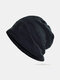 Unisex Cotton Geometric Striped Horizontal Broken Hole Double-layer Breathable Fashion Brimless Beanie Hat - Black