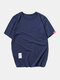 Mens Plain Solid Color Little Tag T-shirts - Navy