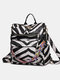 Women PU Leather Zebra Cow Pattern Printed Multi-Carry Backpack Shoulder Bag - 1