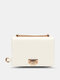 Women Faux Leather Fashion Solid Color Chain Square Crossbody Bag Shoulder Bag - White