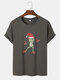Mens Christmas Cartoon Frog Graphic 100% Cotton Short Sleeve T-Shirts - Dark Gray